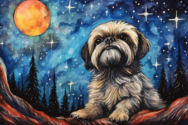 Starry Night Shih Tzu  Paint by Numbers Kit