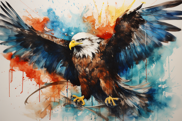 Red White And Blue Watercolor Eagle  Paint by Numbers Kit