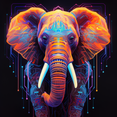 Neon Colorful Elephant
