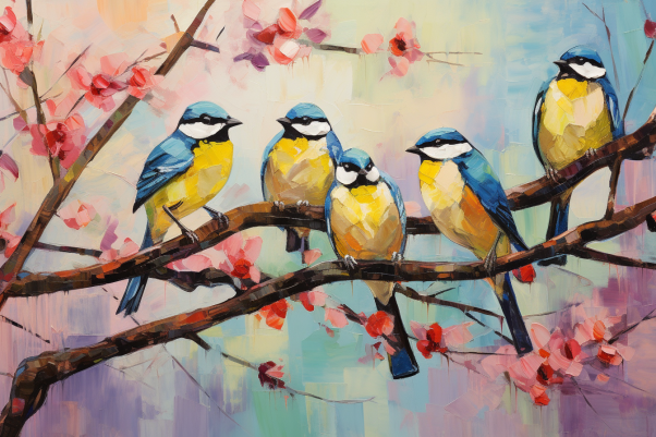 Springtime Birds On Branches  Paint by Numbers Kit