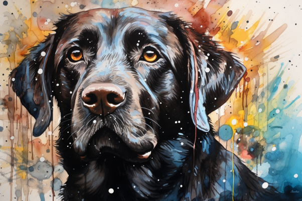 Watercolor Colorful Dark Serious Labrador  Paint by Numbers Kit