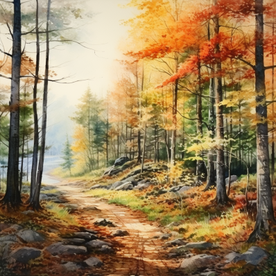 Forest Trail On An Autumn Day   Paint by Numbers Kit