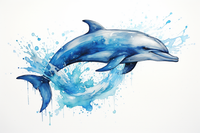 Thumbnail for Splashing Watercolor Dolphin  Paint by Numbers Kit