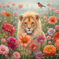 Thumbnail for Lion In Colorful Flowers