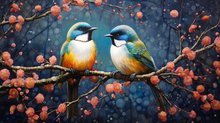 Love Birds On A  Branch  Paint by Numbers Kit
