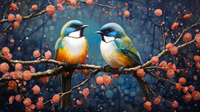 Thumbnail for Love Birds On A  Branch  Paint by Numbers Kit