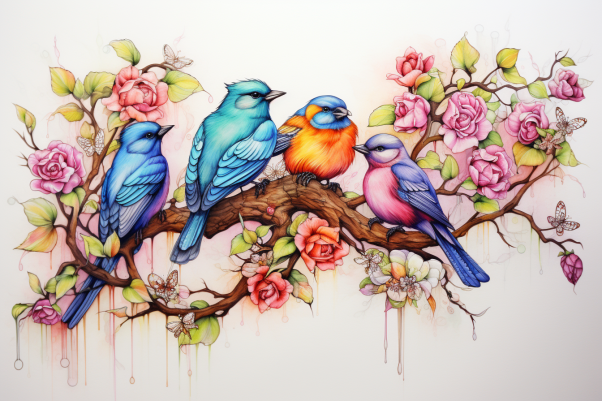 Sweet Birdies On A Branch  Paint by Numbers Kit