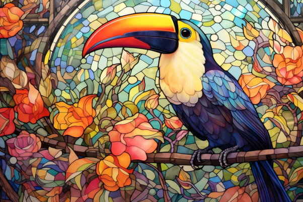 Glorious Toucan And Flowers