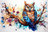 Thumbnail for Watercolor Owl And Flowers
