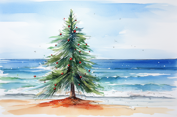 Christmas Tree On A Beach