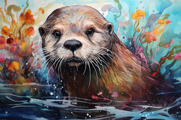 Pretty Little Otter In Water  Paint by Numbers Kit