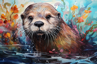 Thumbnail for Pretty Little Otter In Water  Paint by Numbers Kit