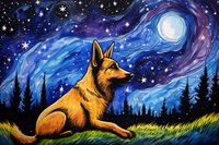 Thumbnail for Watercolor Starry Night German Shepard