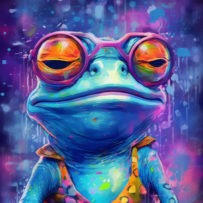 Totally Groovy Blue Frog In Glasses