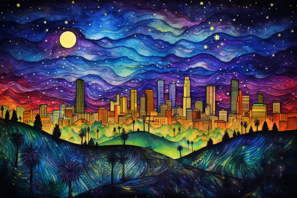 Beautiful Starry Night In Los Angeles