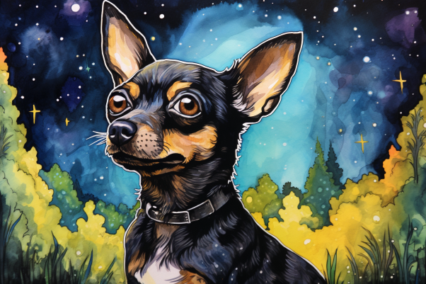 Watercolor Starry Night Chihuahua  Paint by Numbers Kit