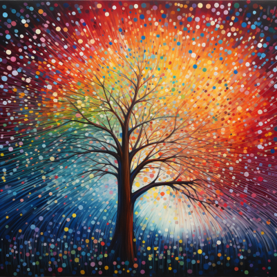 Tree And Bursts Of Colors