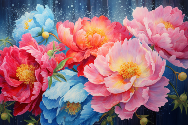 Beautiful Multi Colored Peonies   Paint by Numbers Kit