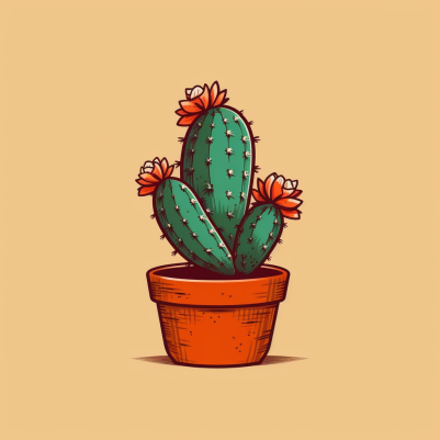 Cute Little Cacti In A Flower Pot