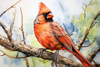 Thumbnail for Watercolor Cardinal  Paint by Numbers Kit