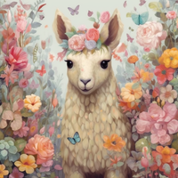 Thumbnail for Sweet Little Llama With Flowers And Butterflies