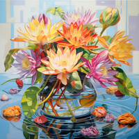 Thumbnail for Featuring A Vase Of Water Lilies