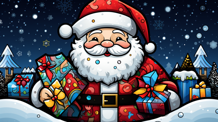Santa Snow And Gifts