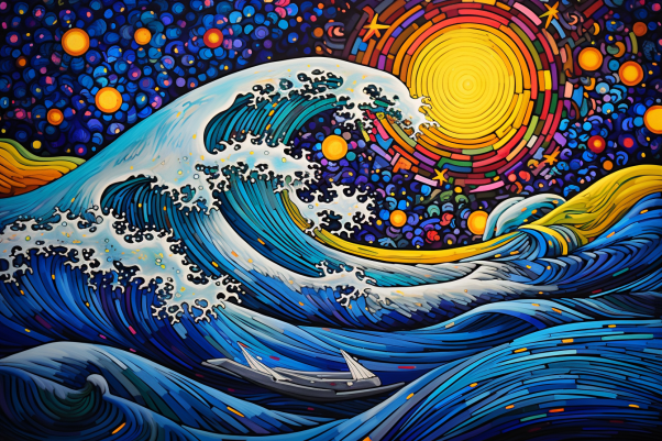 Starry Night And Wave