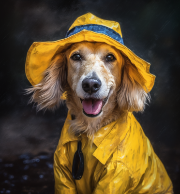Dachshund Ready To Play In The Rain