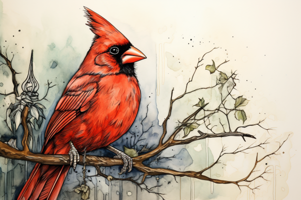 Artsy Watercolor Red Cardinal  Paint by Numbers Kit