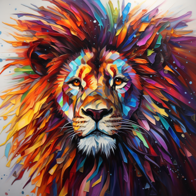 Lion Painting With Many Colors  Paint by Numbers Kit