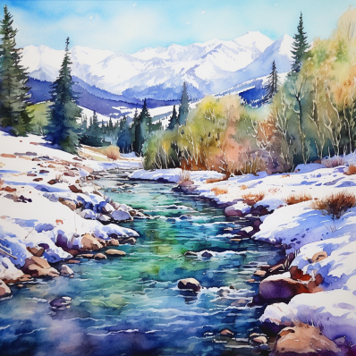 Snowy Stream  Paint by Numbers Kit