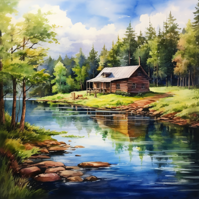 Peaceful Home By A River  Paint by Numbers Kit