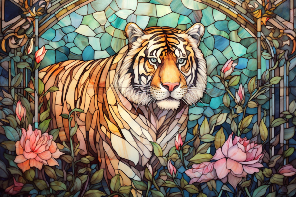 Glorious Tiger Among Flowers