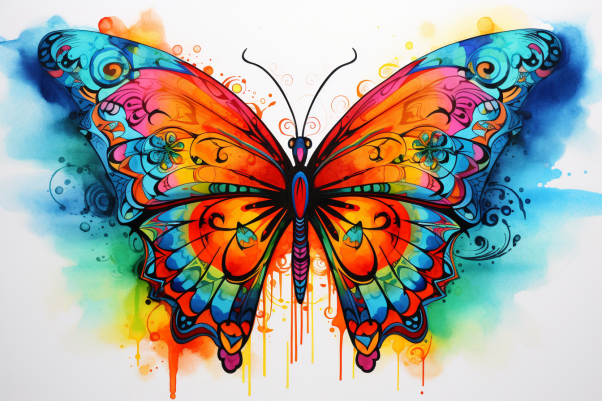 Watercolor Vibrant Butterfly  Paint by Numbers Kit