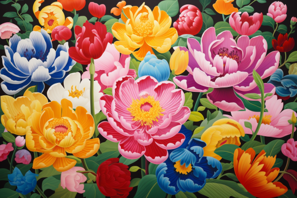 Vibrant Colorful Peonies   Paint by Numbers Kit