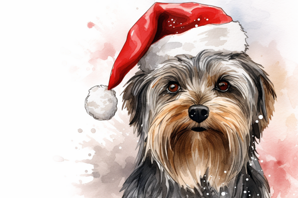 Sweet Christmas Yorkshire Terrier
