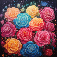 Thumbnail for Raindrops On Multicolored Roses  Paint by Numbers Kit