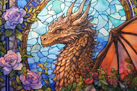 Thumbnail for Dreamy Dragon Among Purple Roses