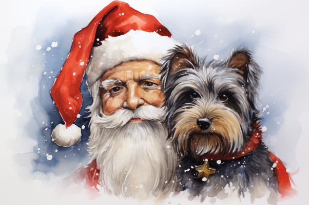 Yorkshire Terrier And Santa