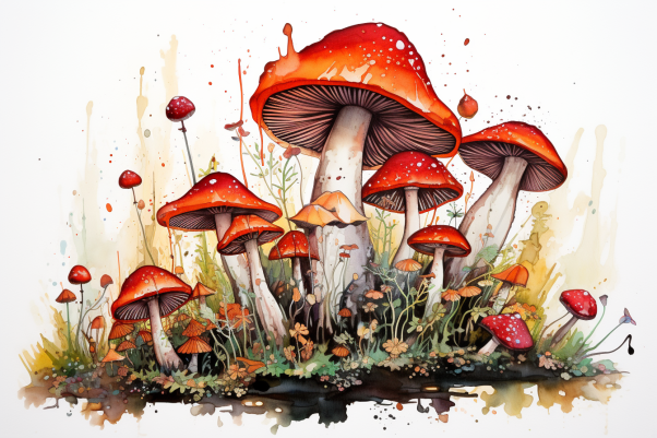 Watercolor Mushroom Art  Paint by Numbers Kit