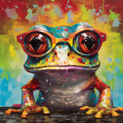 Bold Colored Frog In Bold Glasses