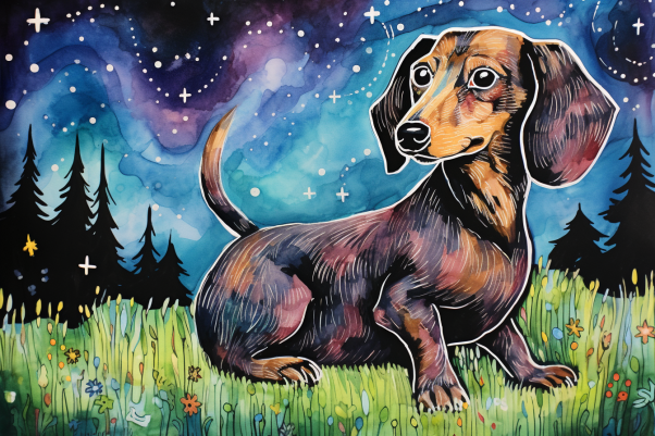 Starry Night Dachshund  Paint by Numbers Kit