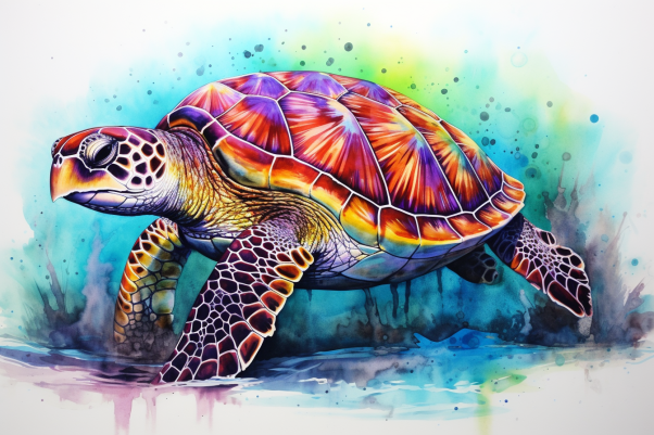 Grumpy Watercolor Sea Turtle