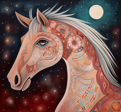 Folk Art Night Horse