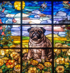 I Spy a Pug In Stained Glass Window