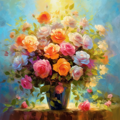 Large Bouquet Of Multi Colored Roses