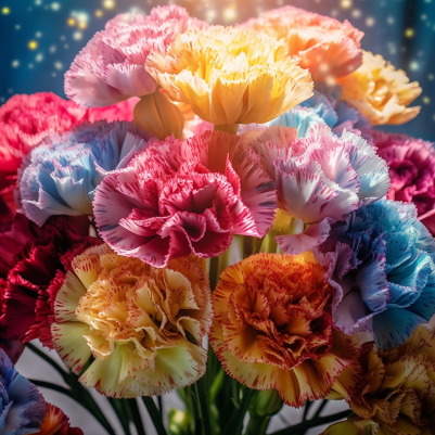 Light Shinning Down On A Bouquet Of Carnations
