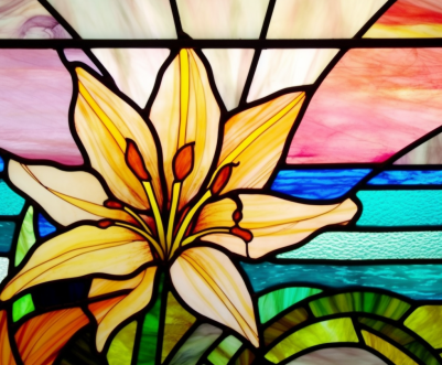 Lily in Bloom On Stained Glass