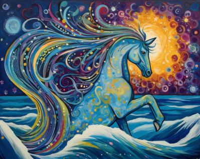 Magical Waves And Horse